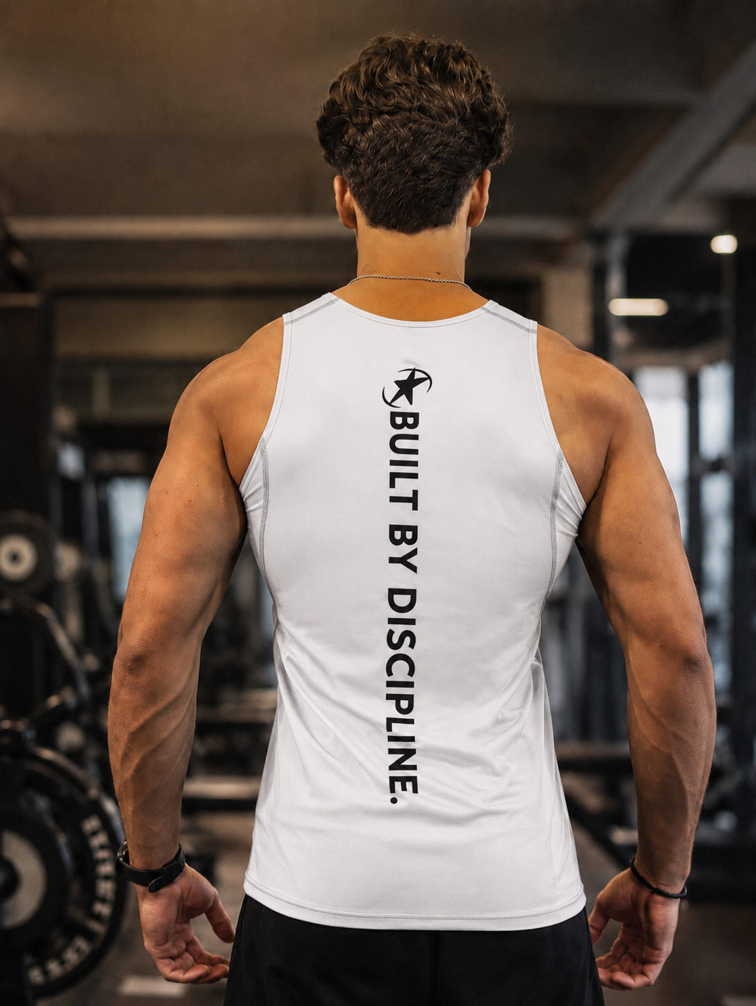 DÉBARDEUR WHITE — "BUILT BY DISCIPLINE"
